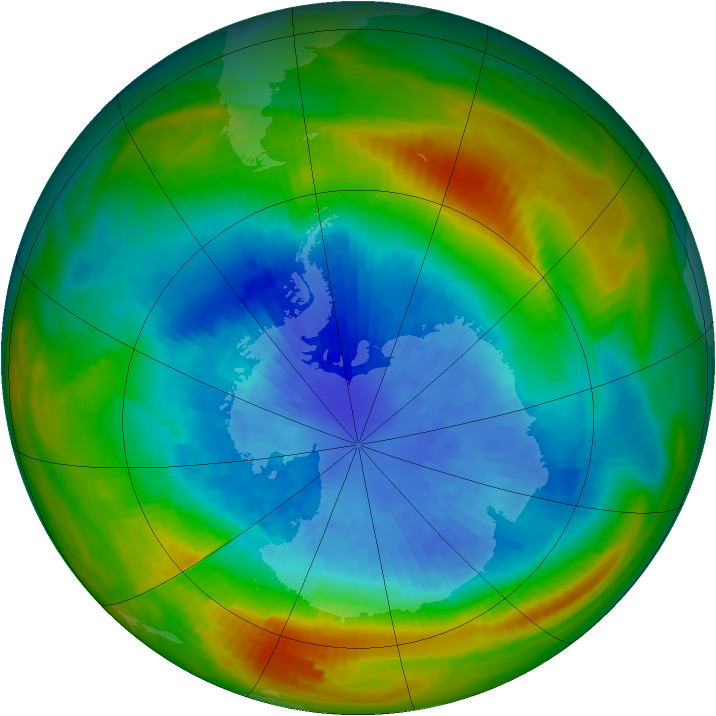 Antarctic ozone map for 18 September 1982